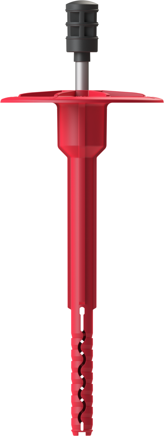 Стена 2MH. Полимерный тарельчатый дюбель с рёбрами ограничения глубины и забивным металлическим распорным элементом с термоизоляционной головкой